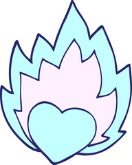 cartoon doodle flaming heart in bright neon color © lineartestpilot