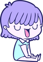 cartoon woman in bright neon color