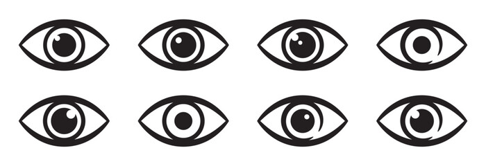 Watch and view eye icon. Eyeball for observe symbol.