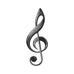Obraz premium Elegant Black and White Treble Clef Graphic Symbol Musical Note Artwork