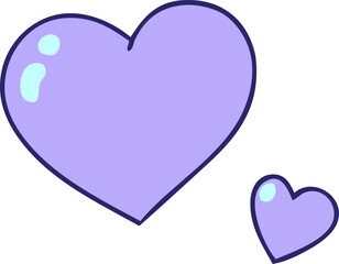 hand drawn quirky cartoon pink hearts in bright neon color