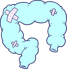 cartoon colon in bright neon color