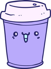 cartoon take out coffee in bright neon color