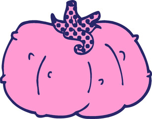 cartoon doodle pumpkin in bright neon color