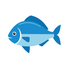 Obraz premium Stylized Blue Fish Illustration Aquatic Animal Sea Life Cute Graphics Marine Wildlife Cartoon