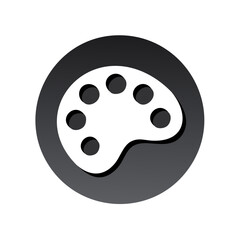 Obraz premium Graphic Design Icon: An Isolated Artist's Palette on a Dark Grey Circular Background