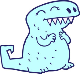 cartoon dinosaur in bright neon color