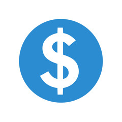 Obraz premium Dollar Sign in Blue Circle Symbolizing Currency and Finance with Simple Design