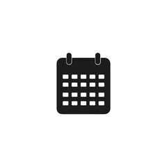 Black calendar icon illustration with rounded squares and white background isolated