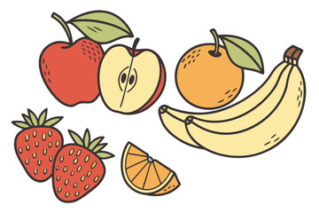 Vibrant assortment of fresh fruits in a clean vector graphic collection