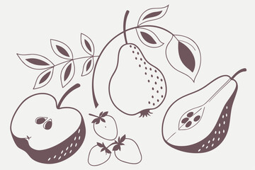 Minimalist scandinavian style fruit illustration with abstract shapes