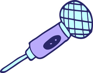 cartoon doodle microphone in bright neon color