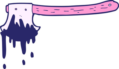 cartoon bloody axe in bright neon color © lineartestpilot