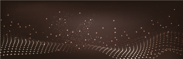 Abstract Music background. Big Data Particle Flow Visualisation chemical industry. Science infographic futuristic illustration. Sound wave. Premium background design with mocha mousse sound wave