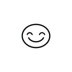 Fototapeta premium Black line drawing of a happy smiling face emoji on white background