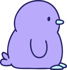 cartoon of a cute little penguin in bright neon color