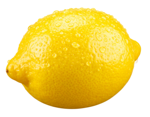  “Whole Fresh Lemon with Water Droplets, Hyper-Realistic Close-Up, Transparent PNG”.