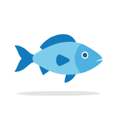 Obraz premium Simple Blue Fish Illustration of Aquatic Creature for Kids Education Graphic