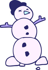 cartoon doodle traditional snowman in bright neon color