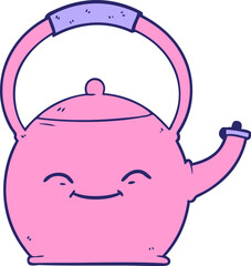 cartoon kettle in bright neon color