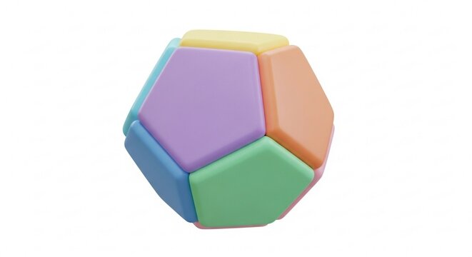 3D cartoon illustration of a toy dodecahedron isolated on white