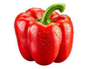 &ldquo;Single Red Bell Pepper with Water Droplets, Hyper-Realistic, Transparent PNG&rdquo;.