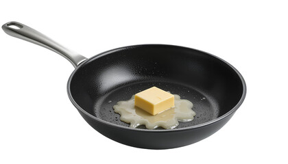 Black Non-Stick Frying Pan with Silver Handle &ndash; Sleek Cookware Isolated on Transparent Background