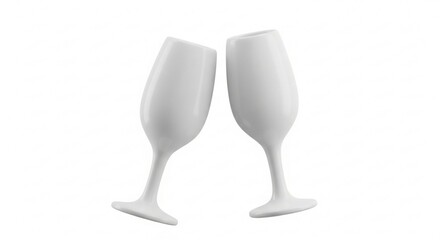 3D illustration of plain white champagne glasses isolated on white