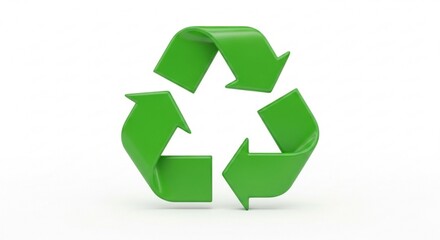 Obraz premium 3D illustration of green recycling arrows isolated on white