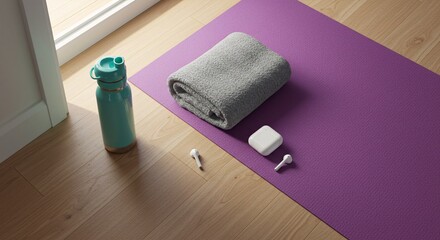 Yoga Mat, Water Bottle, and Towel Sunlit Fitness Essentials