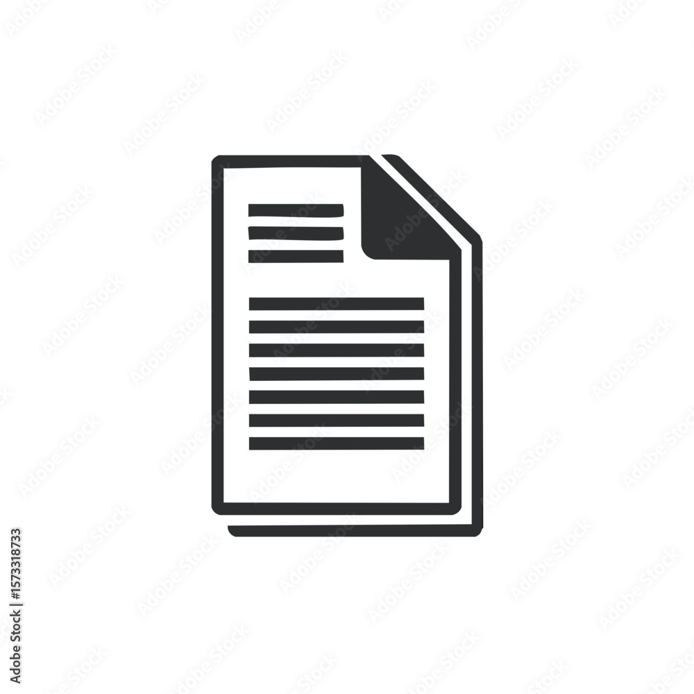 Poster stack of papers with folded corner and horizontal lines represents document outline design
