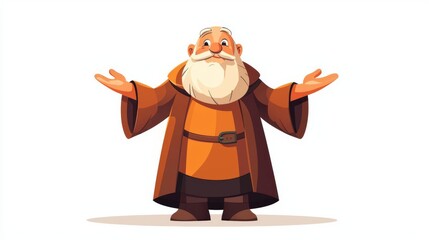 A wise old man with a beard happily sharing wisdom in a colorful robe, embodying joy and knowledge.