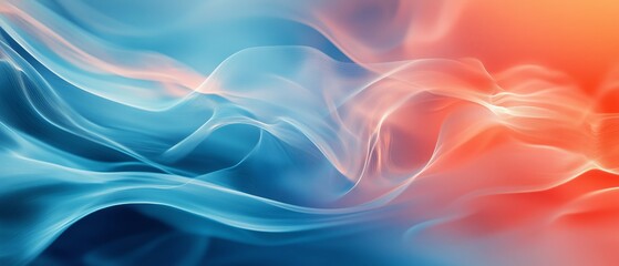 Obraz premium Flowing patterns of blue and orange blend seamlessly to create a captivating abstract design. The smooth curves evoke a sense of motion and tranquility, inviting contemplation.