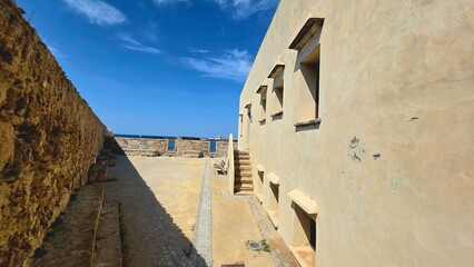 detail of the santa catalina castle in cadiz, spain