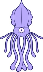 cartoon squid in bright neon color