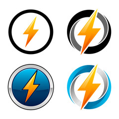 Orange Electric 3D set Icon isolated png vector illustration
