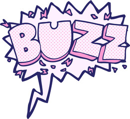 freehand drawn comic book speech bubble cartoon buzz symbol in bright neon color