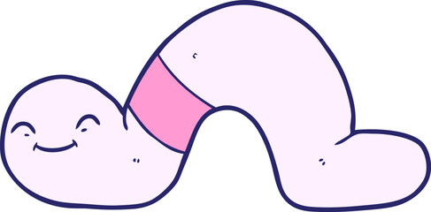 cartoon worm in bright neon color