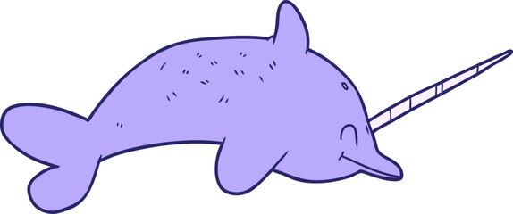 cartoon narwhal in bright neon color © lineartestpilot