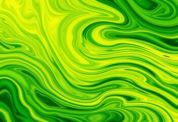 Fototapeta premium Vibrant swirls of green and yellow, abstract texture, background, color