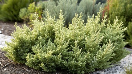 dwarf conifers in landscaped alpine garden