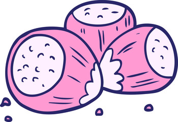 cartoon hazelnuts in bright neon color