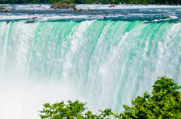Niagara Falls, Canadian falls, Horseshoe falls close up, white foam and turquoise blue water