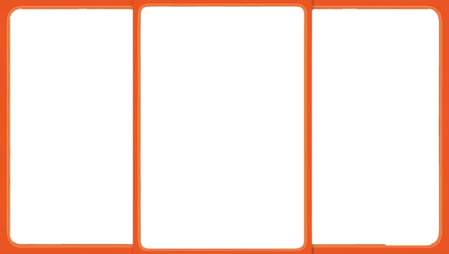 A three orange bordered photo frame. This can be used to store your captured memories. Transparent png file format.
