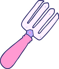 cartoon fork in bright neon color