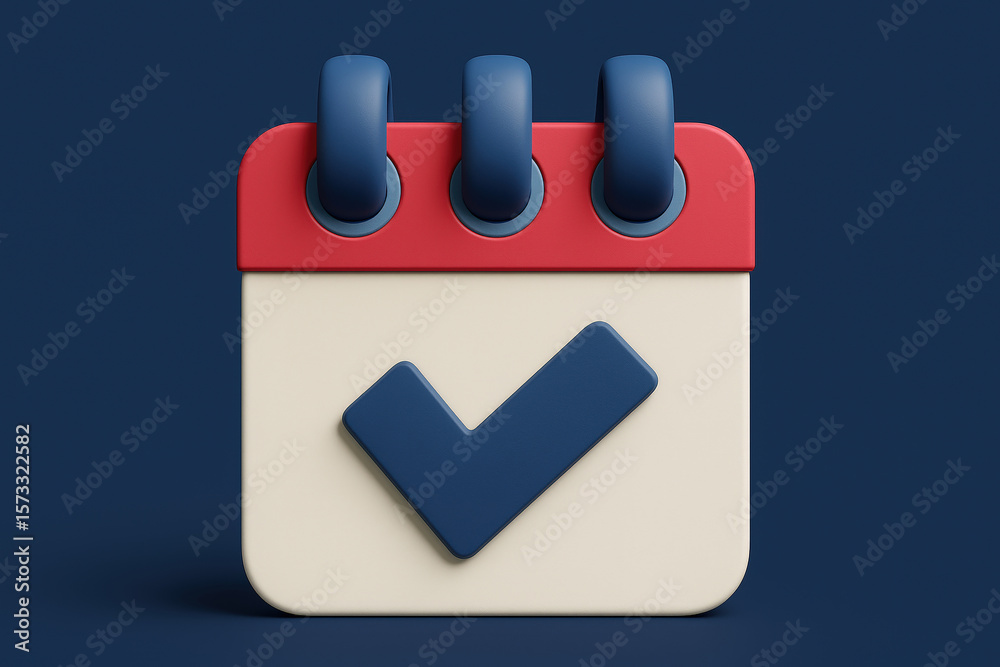 Aufkleber 3d rendered calendar icon with check mark symbolizing task completion and schedule management on a d