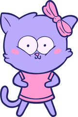 cartoon cat in bright neon color
