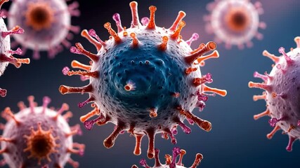 Microscopic view of virus cells concept showing infection and disease spread. - Powered by Adobe