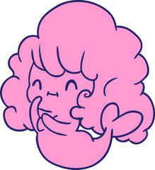 cartoon illustration kawaii cute ghost mermaid in bright neon color