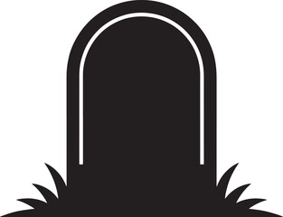 Fototapeta premium Gravestone (RIP stone) Halloween black silhouette vector, spooky simple silhouette design icon on white background, Halloween clipart illustration